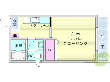 ディアス桜井Ⅲ(1K/2階)の間取り写真