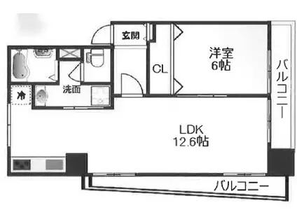 サンシャトー三宮(1LDK/2階)の間取り写真