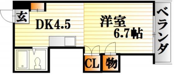 ポエムサンライズ(1DK/2階)の間取り写真