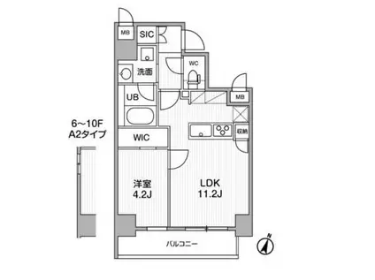 シーズンフラッツ木場(1LDK/4階)の間取り写真