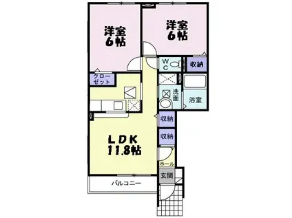 プリムラ(2LDK/1階)の間取り写真