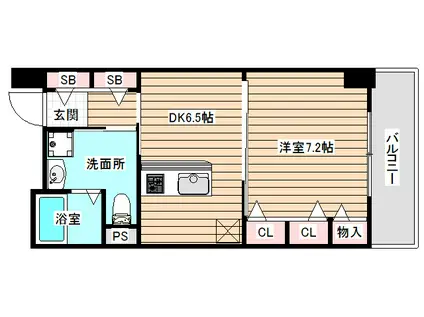 リバーフォード中之島(1DK/7階)の間取り写真