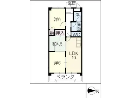 シャイン新西方(3LDK/1階)の間取り写真