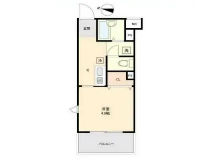 グレイスコート武蔵小杉(1K/4階)の間取り写真