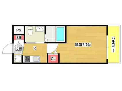 エグゼ弁天町(1K/4階)の間取り写真