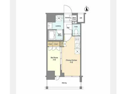 シーズンフラッツ大森北(1LDK/12階)の間取り写真
