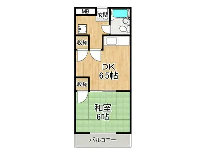 キューデンス21B棟(1DK/2階)の間取り写真