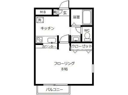 キューブガーデン(1K/1階)の間取り写真