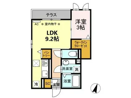 TIGER LILY(1LDK/2階)の間取り写真