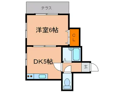 ベルトピア芦屋I(1DK/1階)の間取り写真