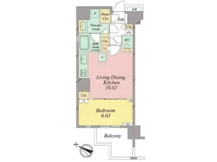 オープンレジデンシア品川(1LDK/7階)の間取り写真