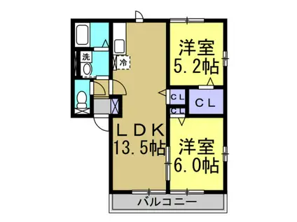 セドナスI(2LDK/1階)の間取り写真