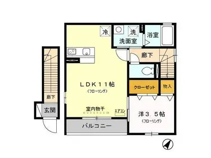 プラセール(1LDK/2階)の間取り写真