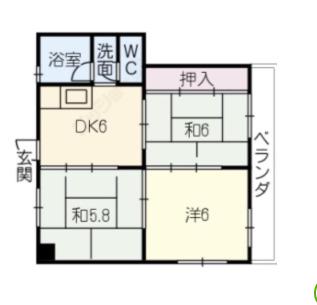 木曽川コーポラス(3DK/1階)の間取り写真