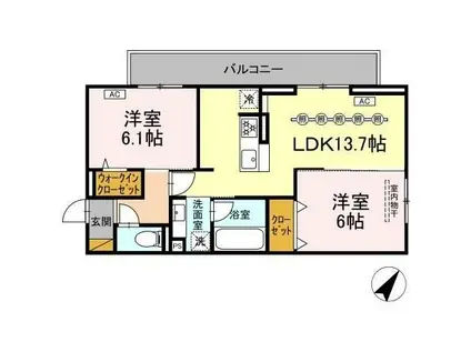 フライハイト(2LDK/2階)の間取り写真