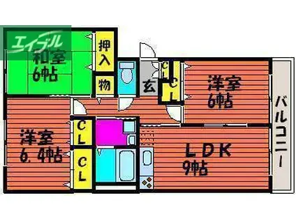 グレースフクシマ(3LDK/1階)の間取り写真