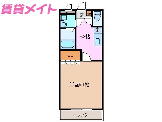 スズカヒルズA棟(1K/1階)の間取り写真