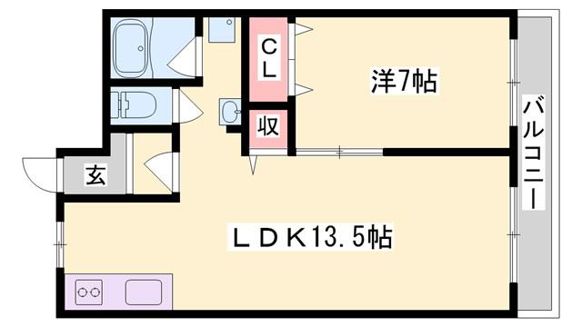 山上ビル(1LDK/5階)の間取り写真