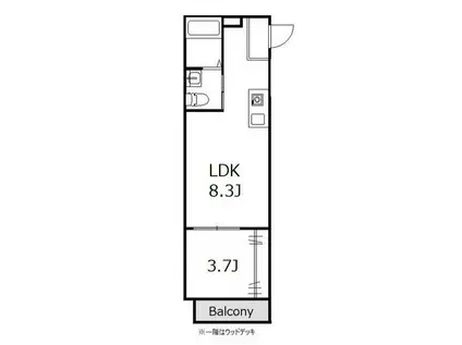 ひなたと春風のラテ(1LDK/2階)の間取り写真