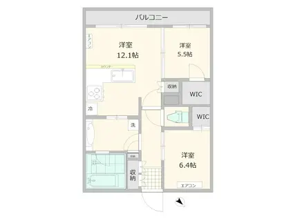 シンフォニーアンダンテ荻窪(2LDK/9階)の間取り写真