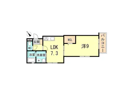 ラフィール西明石(1DK/2階)の間取り写真