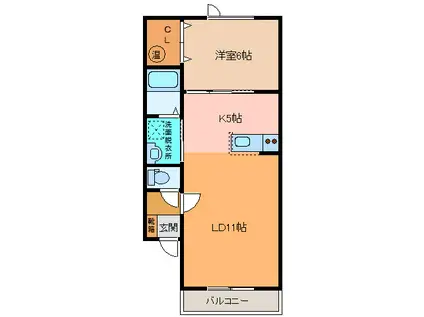 CASACHIC(1LDK/1階)の間取り写真