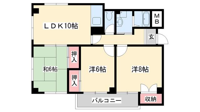 マイシティ101(3LDK/2階)の間取り写真