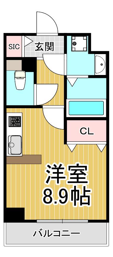 PASEO三軒寺通(1K/4階)の間取り写真