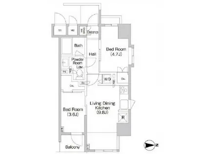 プライムアーバン池袋(2LDK/6階)の間取り写真