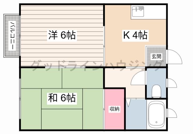 グレイスフルコート(2K/1階)の間取り写真
