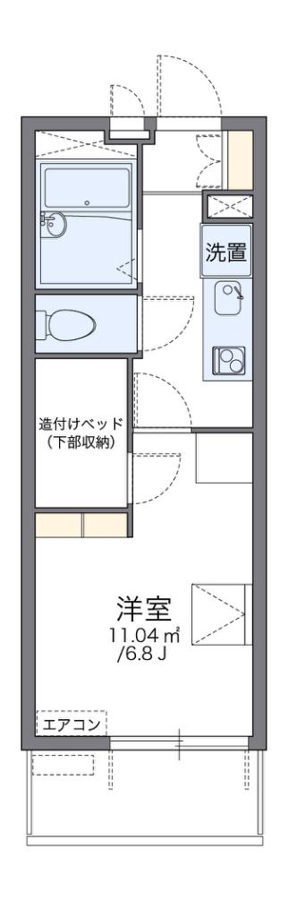 レオパレスミダスコート古曽部(1K/1階)の間取り写真