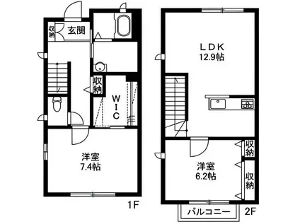 ファン・クール(2LDK/1階)の間取り写真