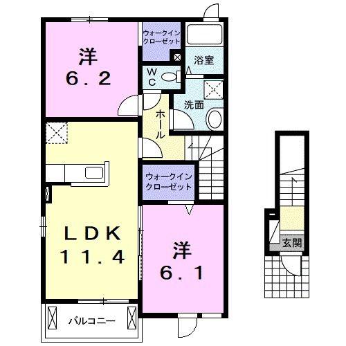コッティ楠I(2LDK/2階)の間取り写真
