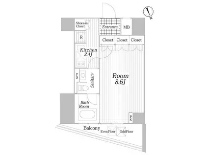 コートヒルズ広尾南(1K/3階)の間取り写真