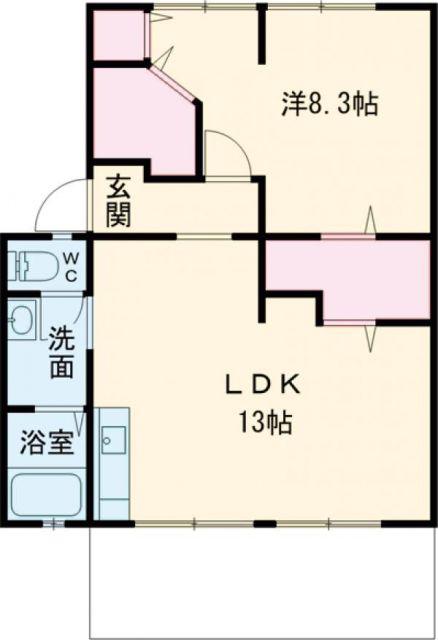 ハイツサンライフD棟(1LDK/1階)の間取り写真