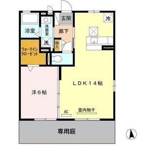 CASA・L A棟(1LDK/1階)の間取り写真