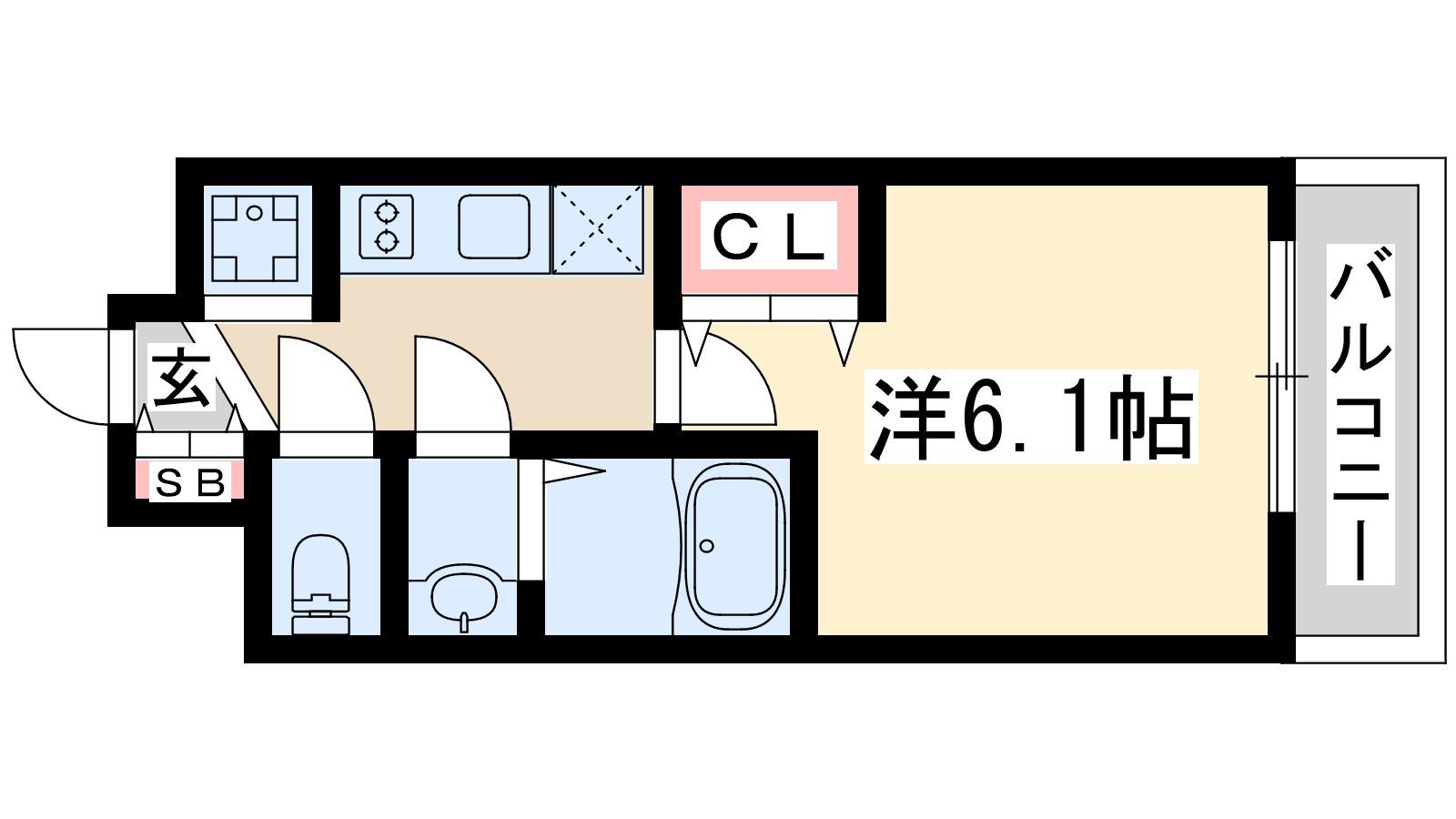 プレサンス東三国駅前グランクラス(1K/5階)の間取り写真