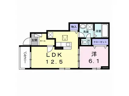 ＪＲ常磐線 日立駅 徒歩42分 2階建 築1年(1LDK/1階)の間取り写真