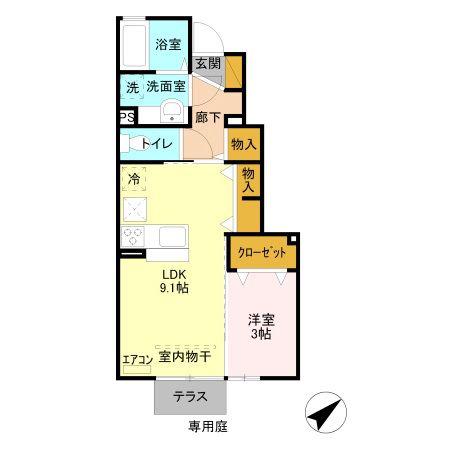 セジュールKPEC(1LDK/1階)の間取り写真