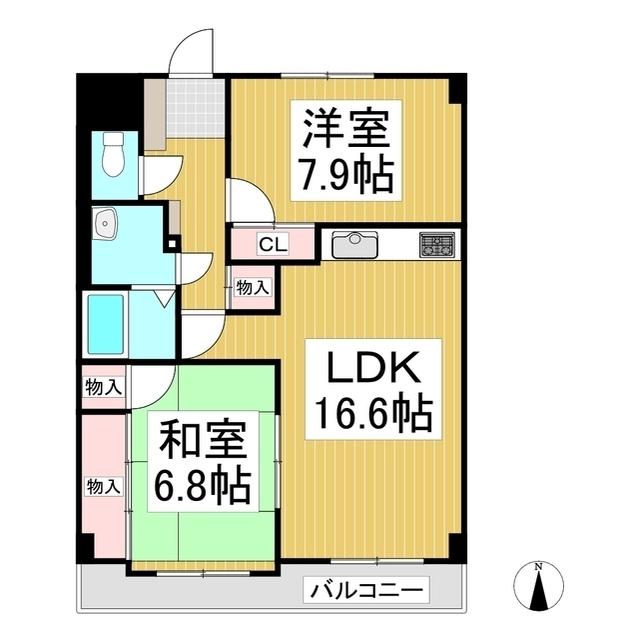 メゾンドール吉栄(2LDK/4階)の間取り写真