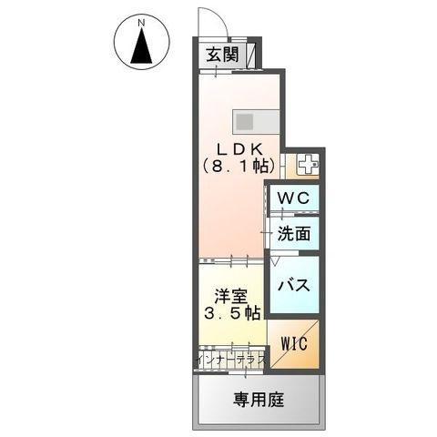 グレーシア皆春(1LDK/1階)の間取り写真