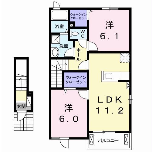 サニーヒル・A(2LDK/2階)の間取り写真