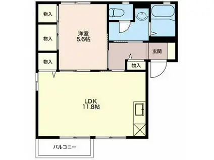 フレグランス・西軽井沢N棟(1LDK/2階)の間取り写真