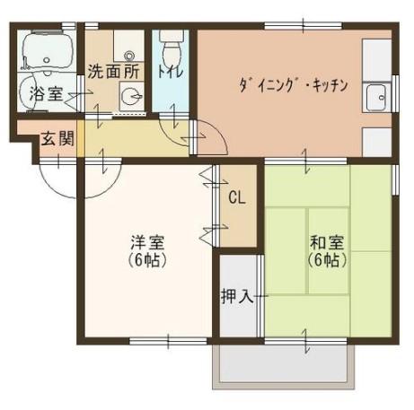 エスペランサ香呂(2DK/1階)の間取り写真