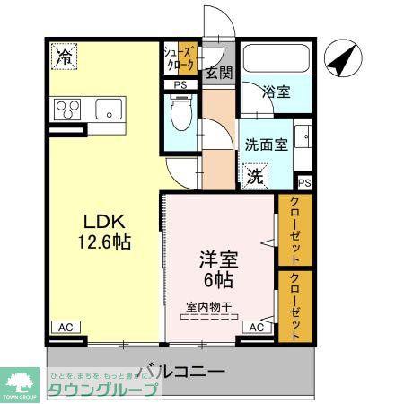 ノーブルラフィネ万平町 A(1LDK/3階)の間取り写真