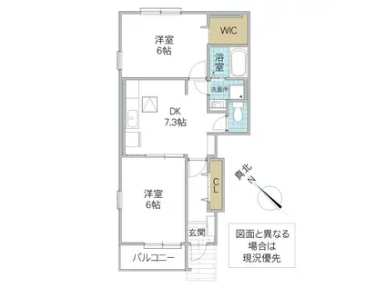 ウィステリア ブルームB(2DK/1階)の間取り写真