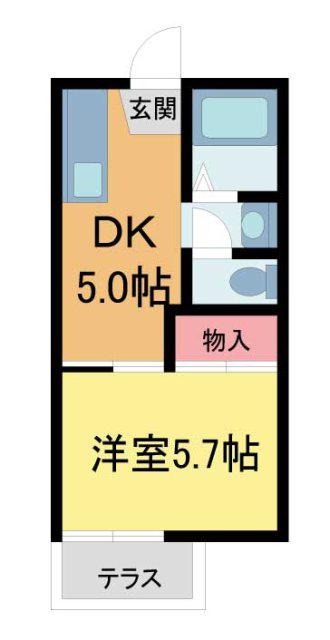 フレグランス甲南(1DK/1階)の間取り写真