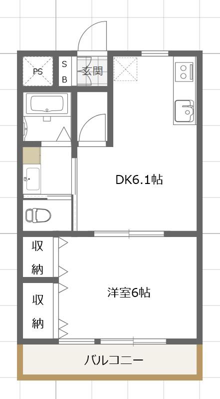 ガーデンハイツ(1DK/2階)の間取り写真