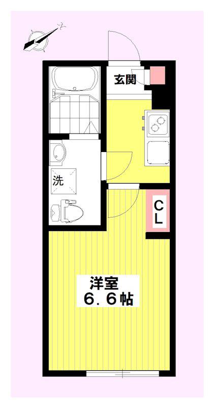 アクシア坂戸(1K/1階)の間取り写真