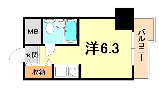 コスモプラザ三宮(ワンルーム/4階)の間取り写真